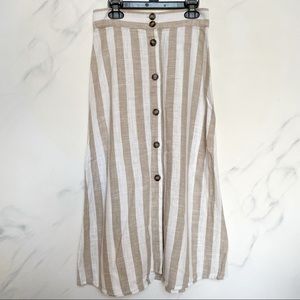 H&M Striped Linen Button Down Maxi Skirt